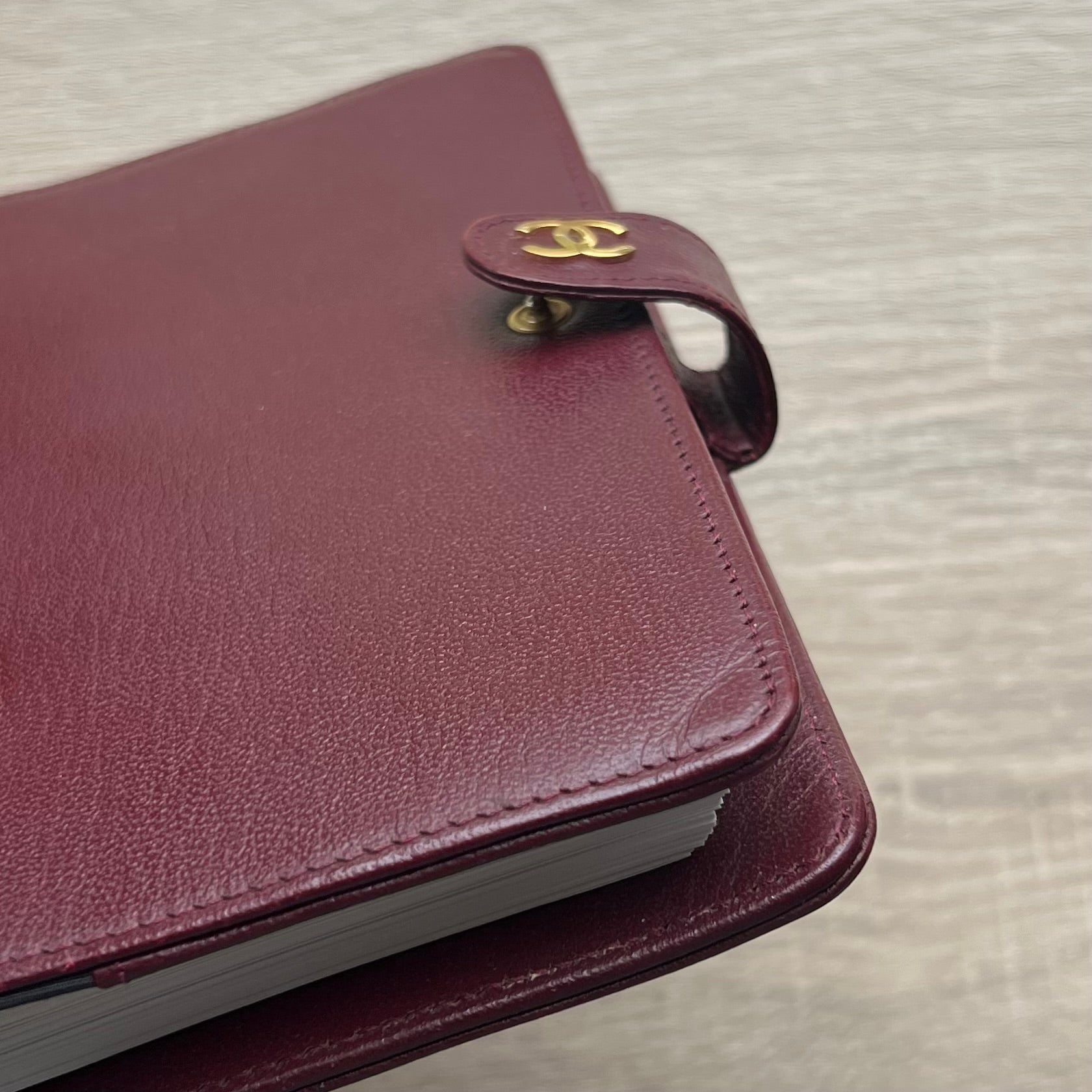 burgundy wine red agenda planner notebook chanel luxury diary gold black women men home office