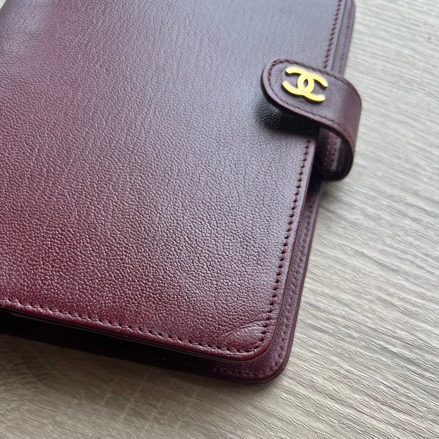 burgundy wine red agenda planner notebook chanel luxury diary gold black women men home office