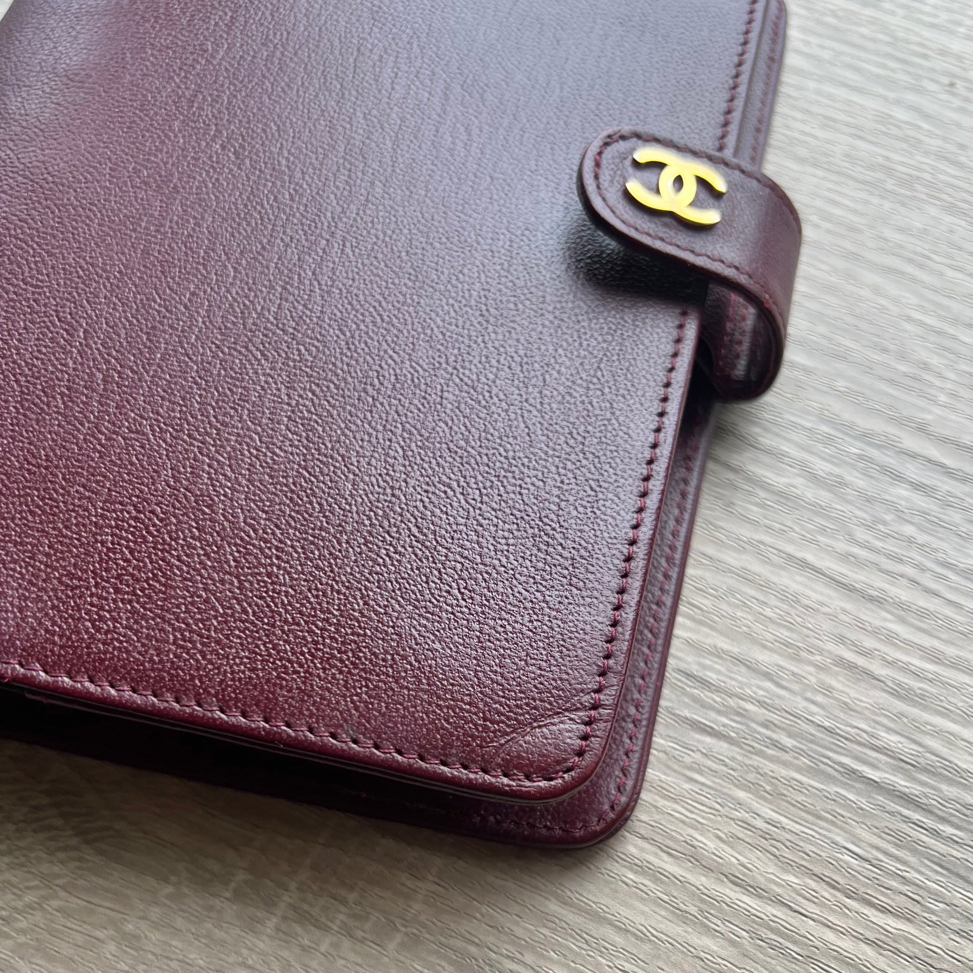 burgundy wine red agenda planner notebook chanel luxury diary gold black women men home office