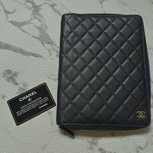Chanel Planner Zip Around Case in Caviar
