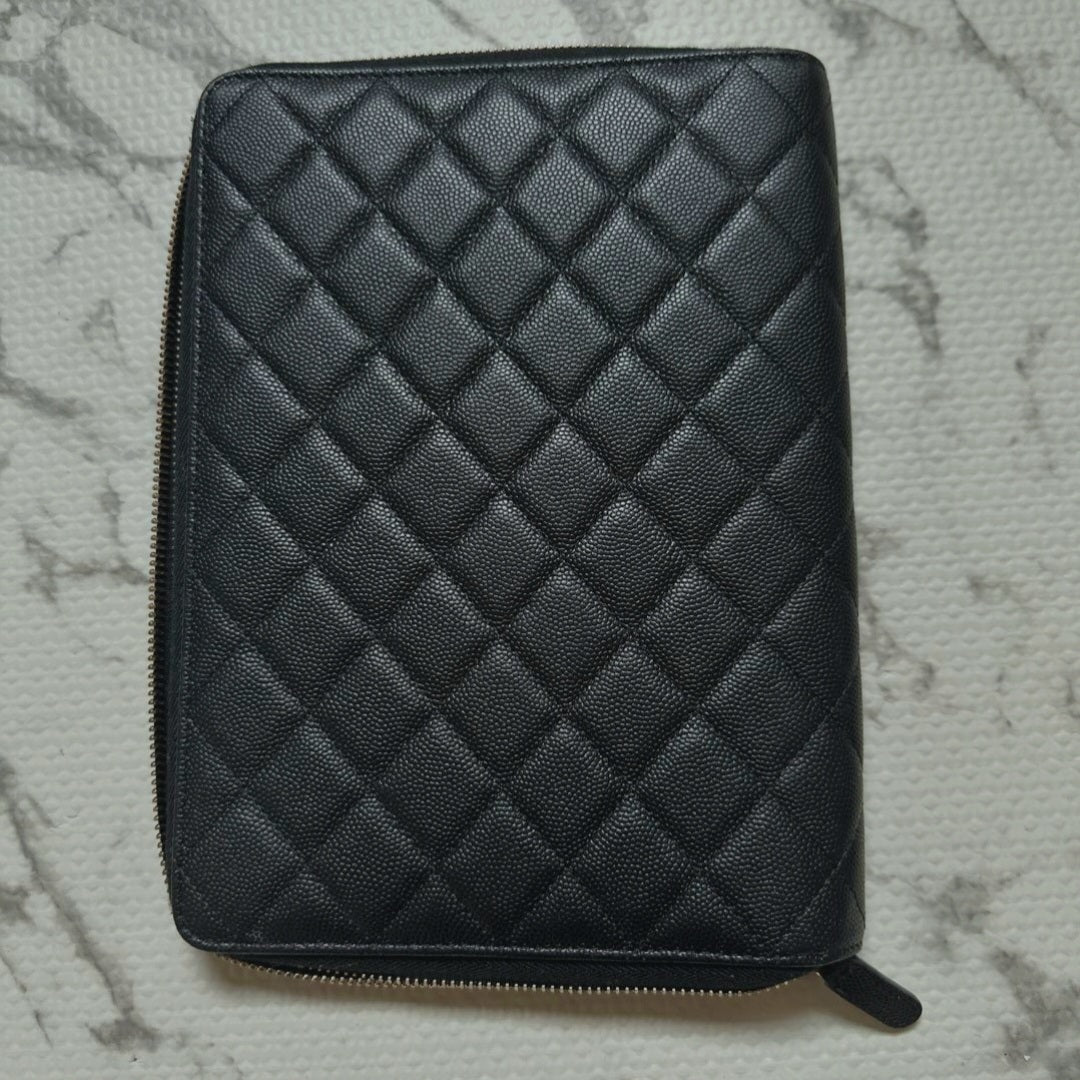 Chanel Planner Zip Around Case in Caviar