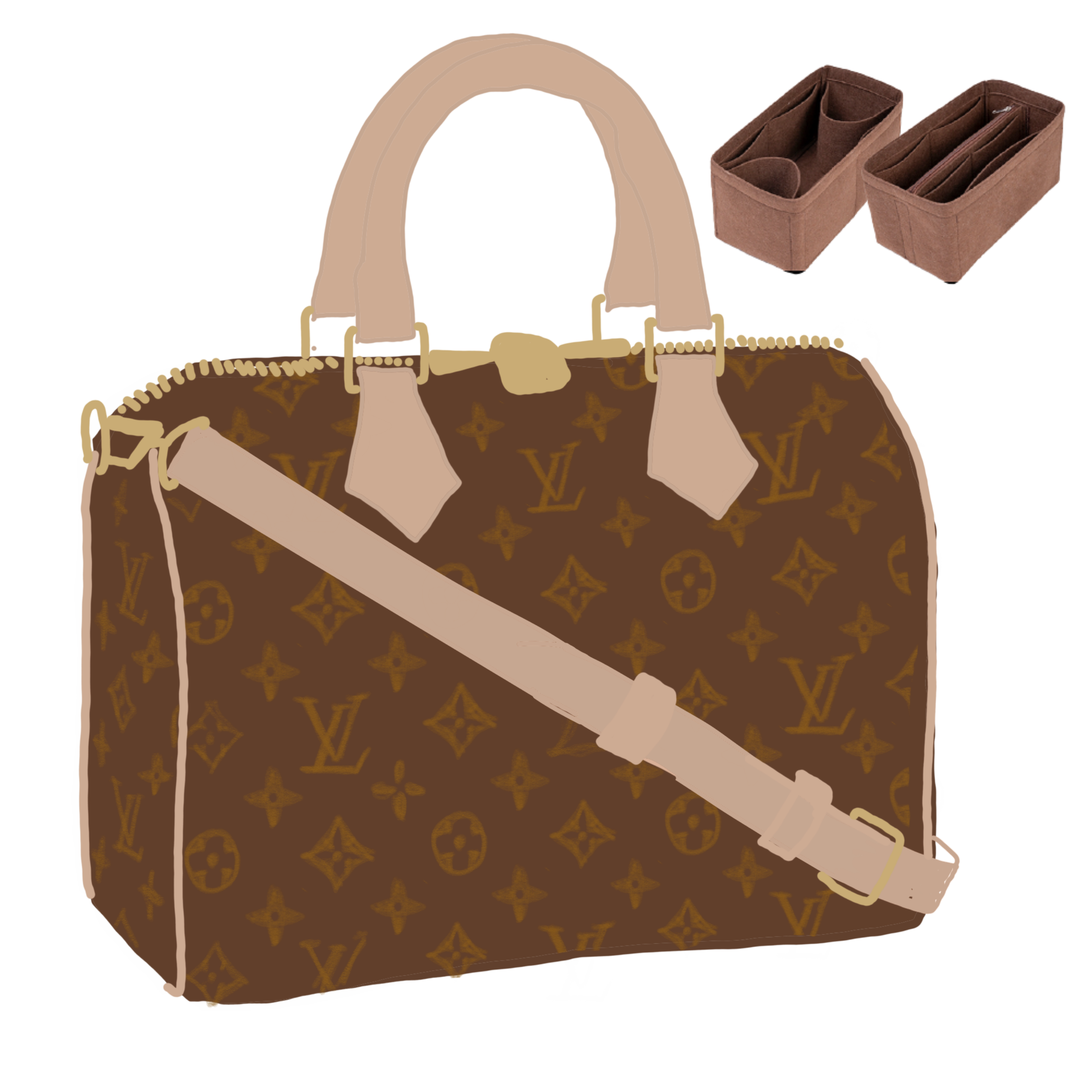 Louis Vuitton Speedy Handbag Organizer and Structural Support.