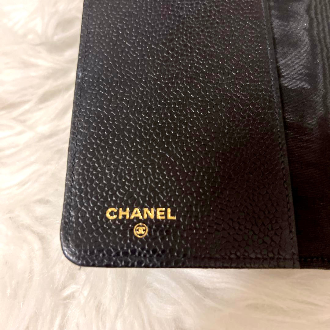 Chanel Matrasse Quilted 黒色 MM 手帳カバー