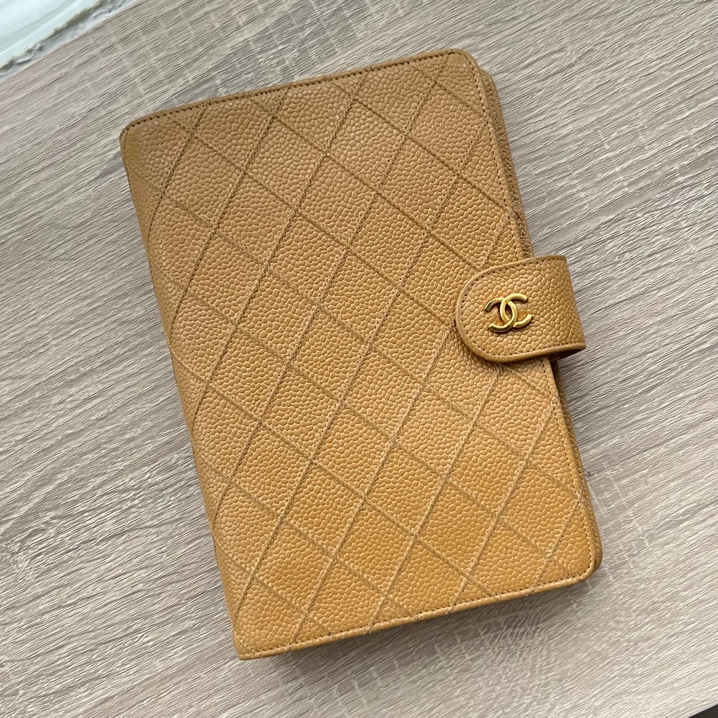 Chanel Matrasse Quilted Beige MM Agenda