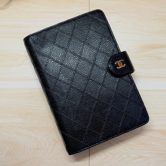 Chanel Matrasse Quilted Black MM Agenda
