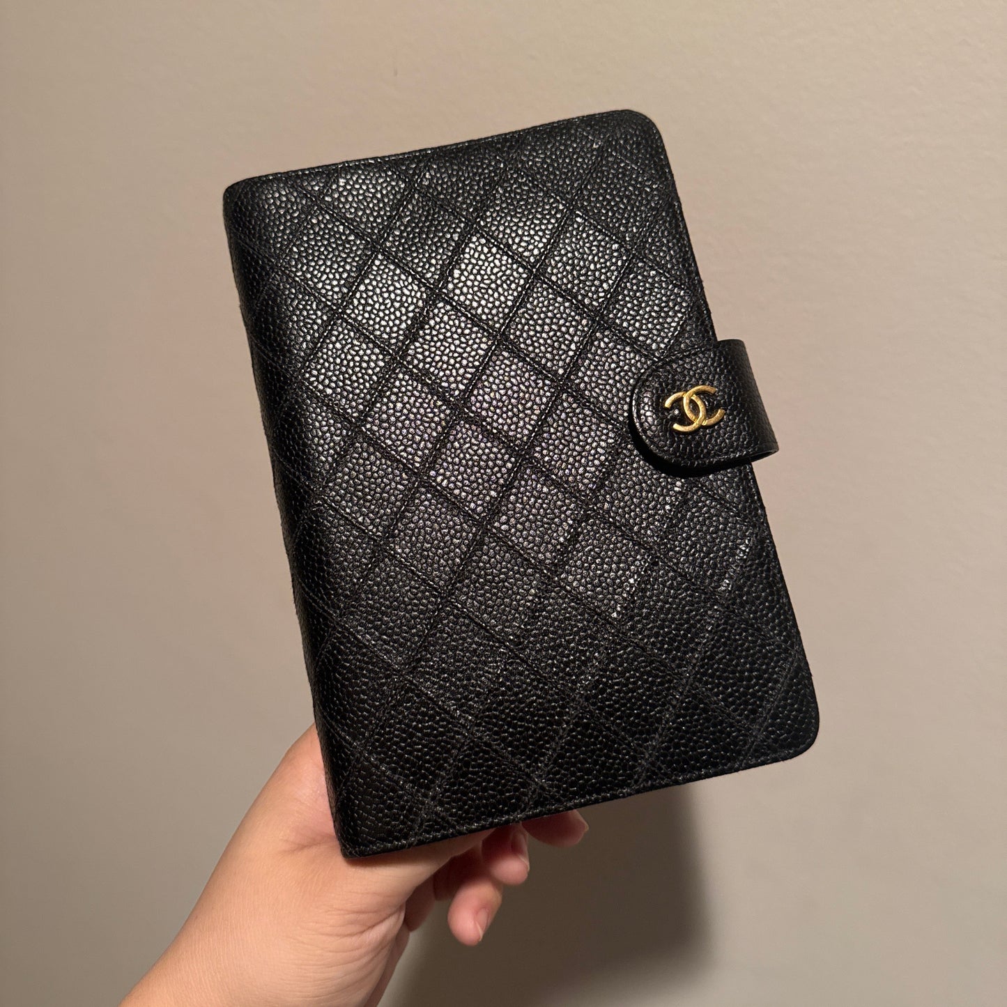 Chanel Matrasse Quilted Black MM Agenda