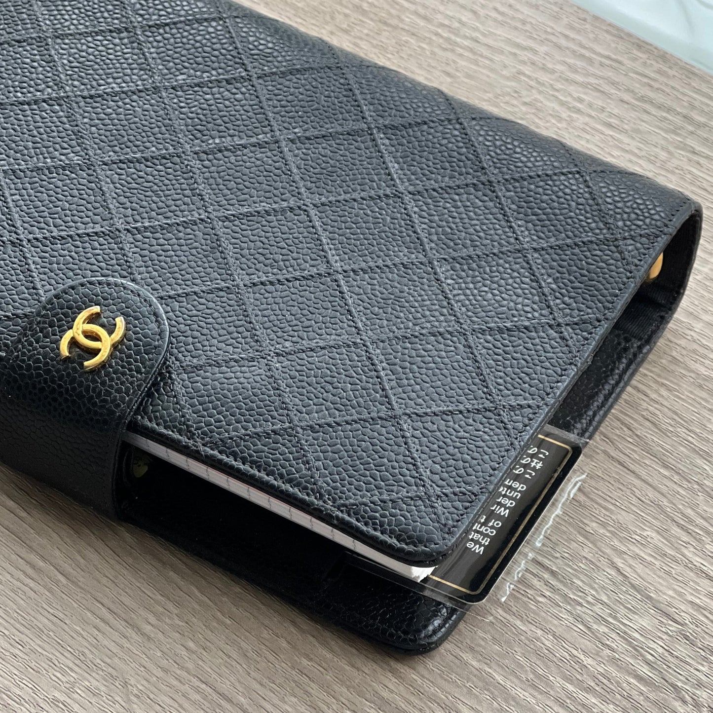 Chanel Matrasse Quilted Black MM Agenda with Card