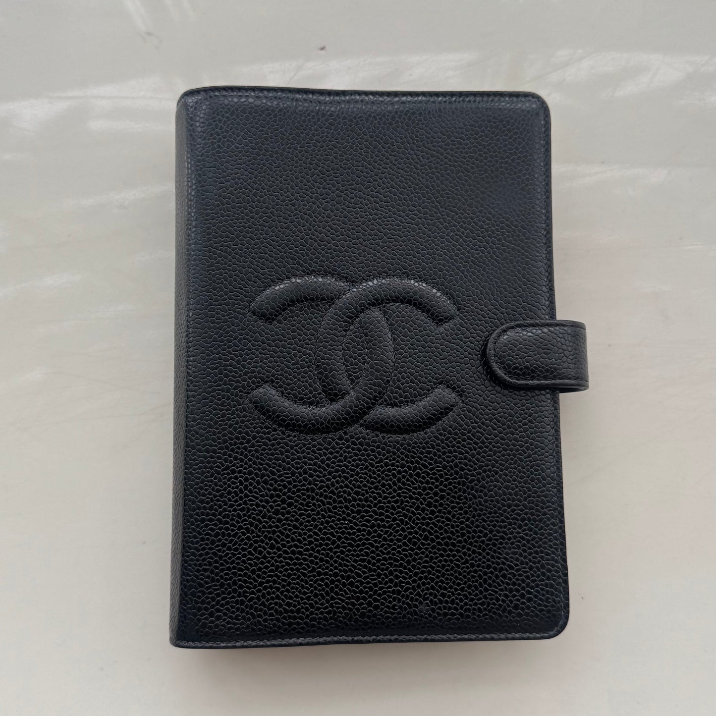 Chanel Timeless CC Black MM Agenda with card and box