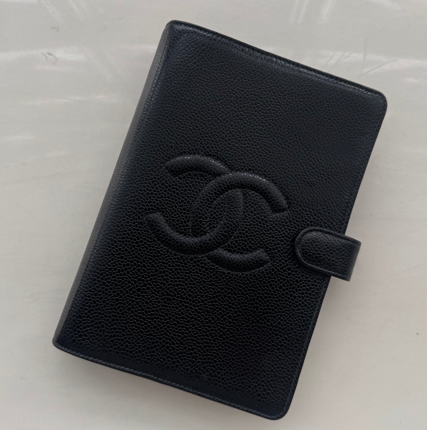 Chanel Timeless CC Black MM Agenda with card and box