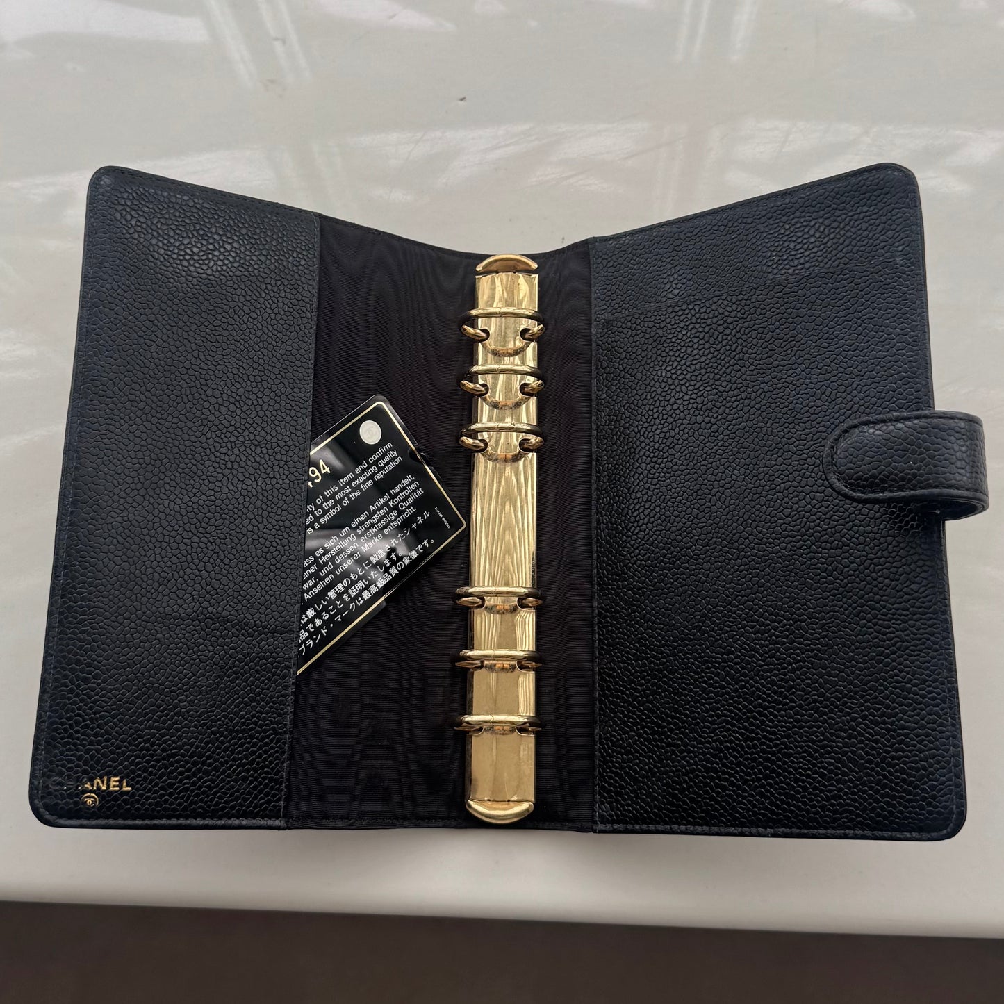 Chanel Timeless CC Black MM Agenda with card and box