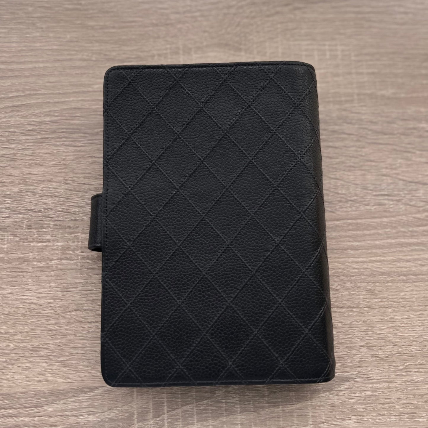 Chanel Matrasse Quilted Black MM Agenda with Card and Box