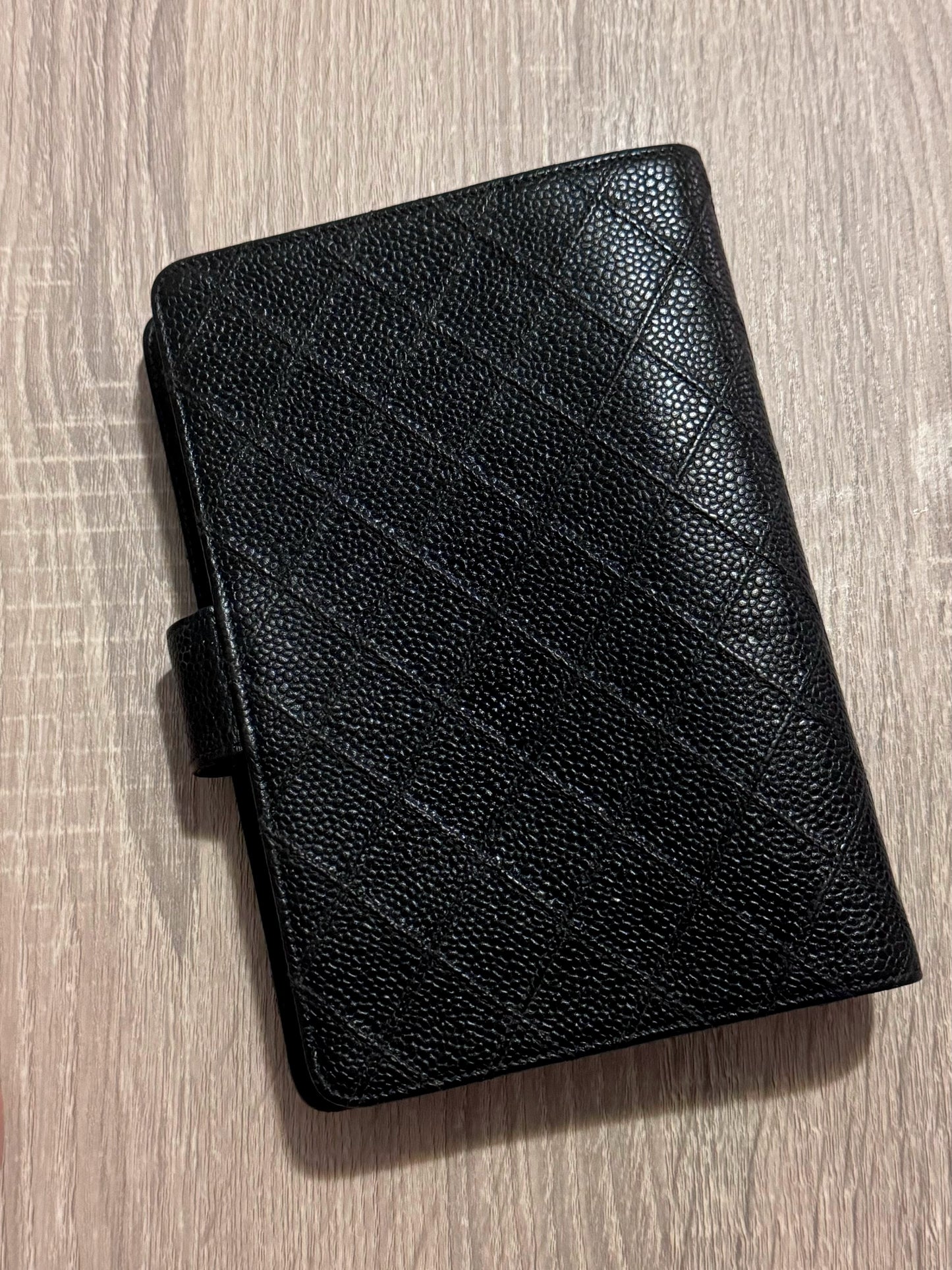 Chanel Matrasse Quilted Black MM Agenda with Card