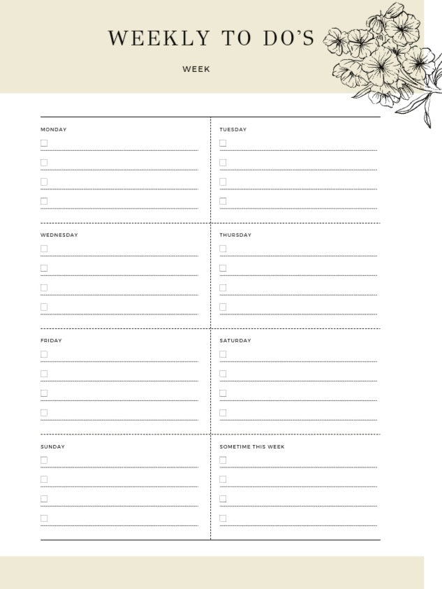 FREE Floral Agenda Printables