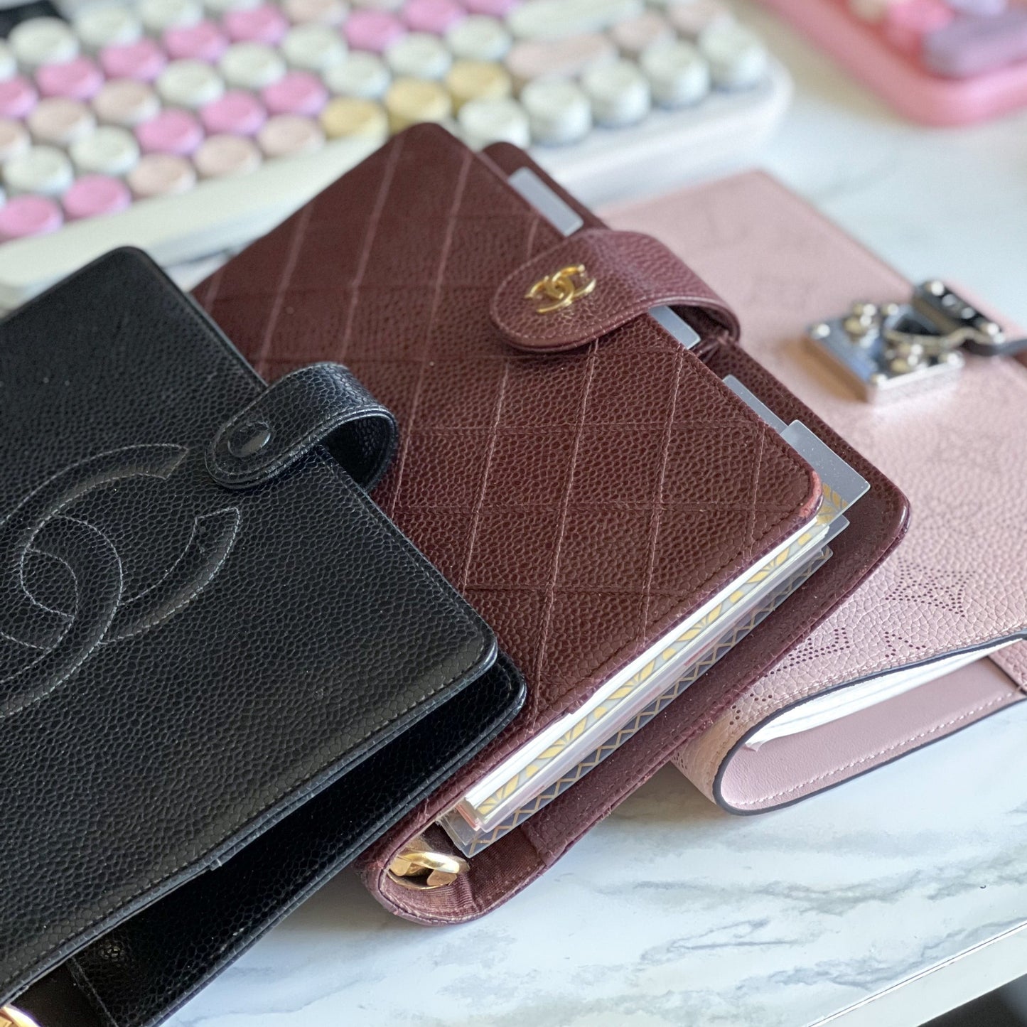 Chanel Matrasse Quilted Burgandy MM agenda