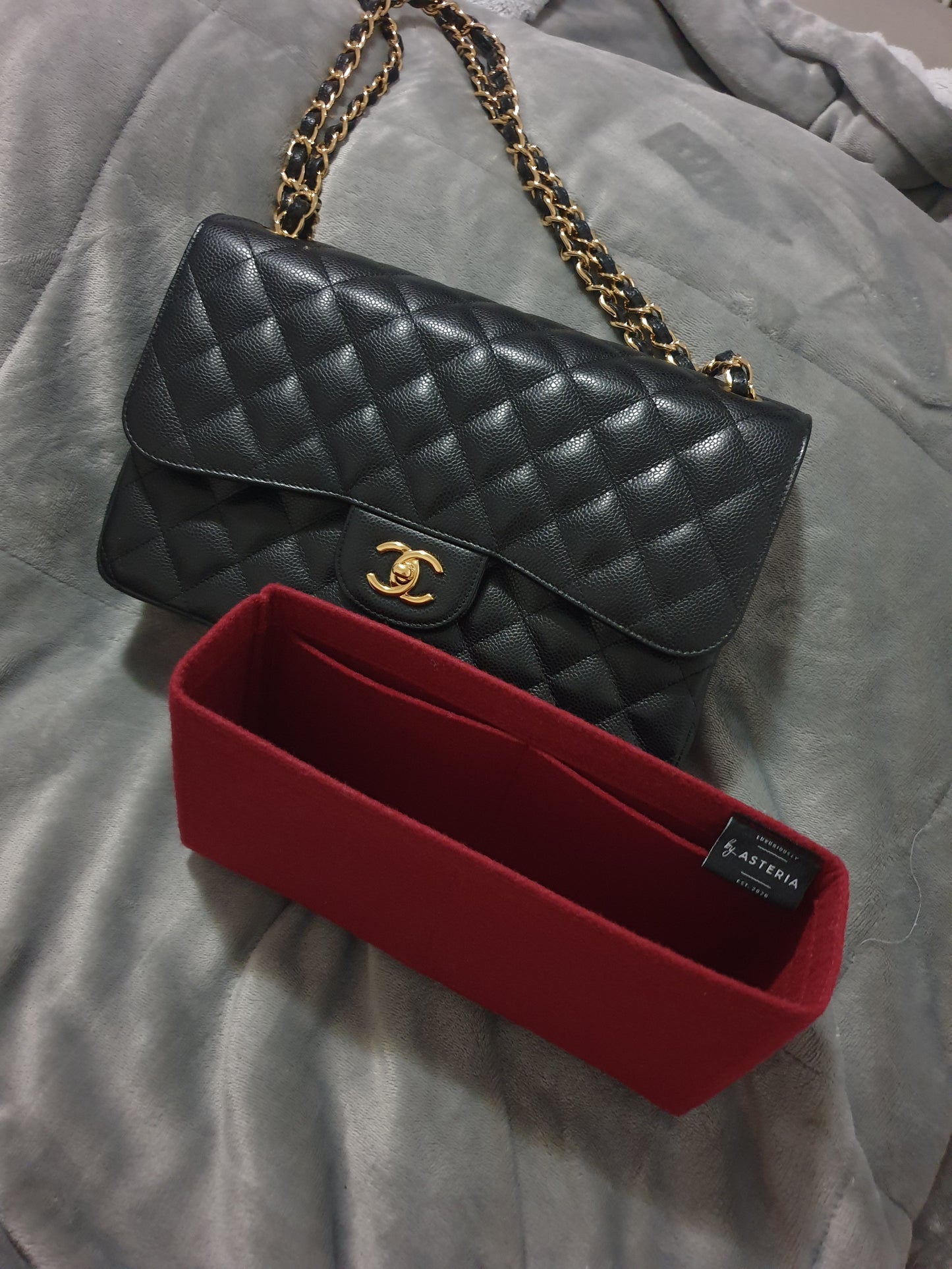 Lckaey Purse Organizer Insert for Chanel Classic Flap small bag Shaper  Purse Insert - Premium Handbag Felt Organizer 2009red-S